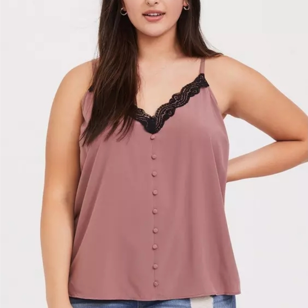Torrid 4 4x 22/24 Women's Mauve Walnut Lace Trim Cami Top NWT